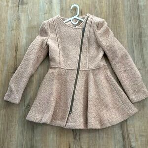 Oatmeal brown fur peplum coat